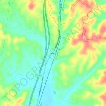 Mappa topografica Boone, altitudine, rilievo