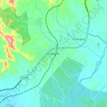 Mappa topografica Asangaon, altitudine, rilievo