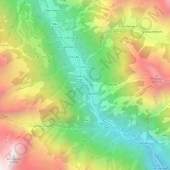 Mappa topografica Trinò, altitudine, rilievo