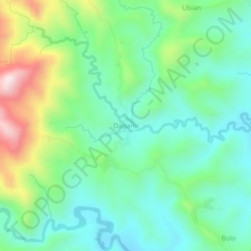 Mappa topografica Dagami, altitudine, rilievo
