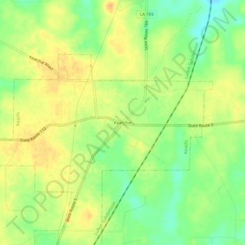 Mappa topografica Keatchie, altitudine, rilievo