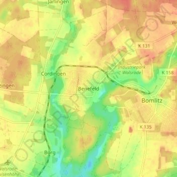 Mappa topografica Benefeld, altitudine, rilievo