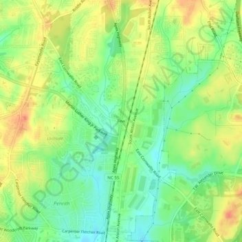 Mappa topografica Few, altitudine, rilievo