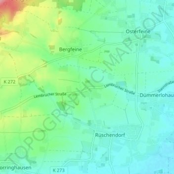 Mappa topografica Oldorf, altitudine, rilievo