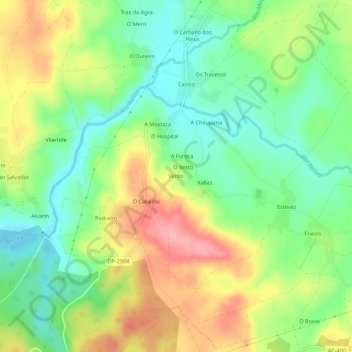 Mappa topografica Vento, altitudine, rilievo