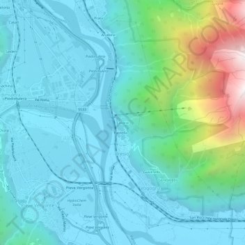 Mappa topografica Colorie, altitudine, rilievo