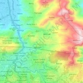 Mappa topografica Central Ambiong, altitudine, rilievo
