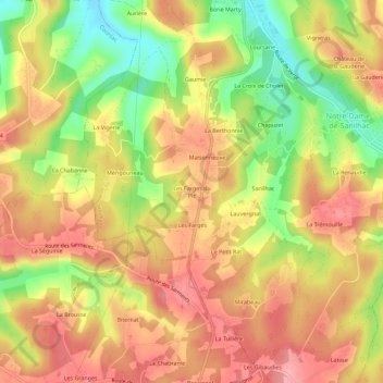 Mappa topografica Les Farges du Pic, altitudine, rilievo