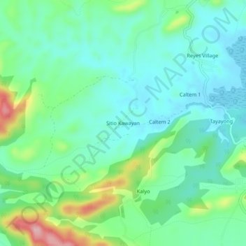 Mappa topografica Sitio Kawayan, altitudine, rilievo
