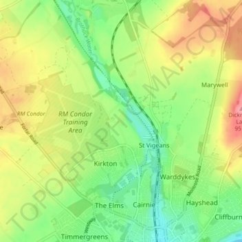 Mappa topografica Orchard Grove, altitudine, rilievo