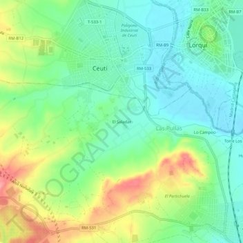 Mappa topografica El Saladar, altitudine, rilievo