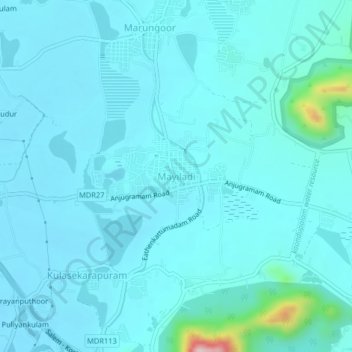 Mappa topografica Mayiladi, altitudine, rilievo