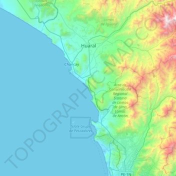 Mappa topografica Los Lobos, altitudine, rilievo