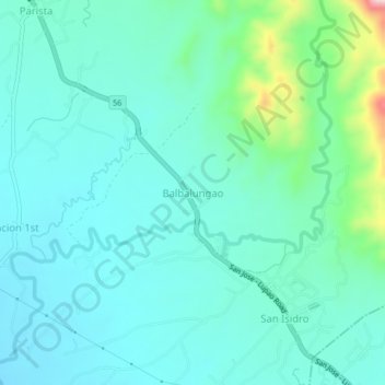 Mappa topografica Balbalungao, altitudine, rilievo