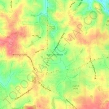 Mappa topografica Hopecastle Forest, altitudine, rilievo