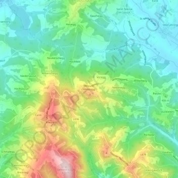 Mappa topografica Mitteregg, altitudine, rilievo