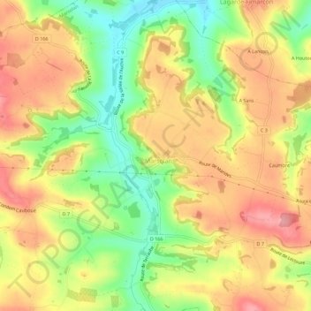 Mappa topografica A Doat, altitudine, rilievo