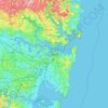 Mappa topografica Sydney, altitudine, rilievo