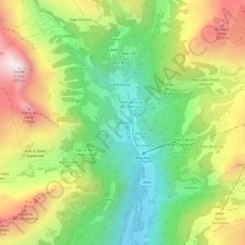 Mappa topografica Rovinal, altitudine, rilievo