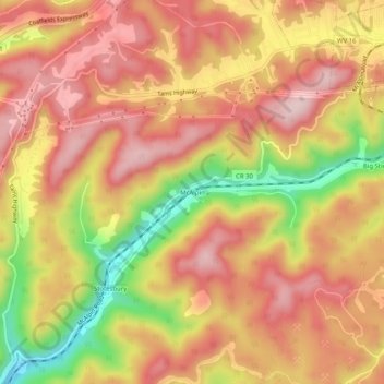 Mappa topografica McAlpin, altitudine, rilievo
