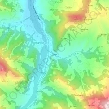 Mappa topografica Biana, altitudine, rilievo