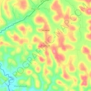 Mappa topografica Erumad, altitudine, rilievo