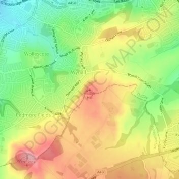 Mappa topografica Hodge Hill, altitudine, rilievo