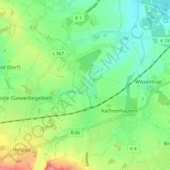 Mappa topografica Ehlenbruch, altitudine, rilievo