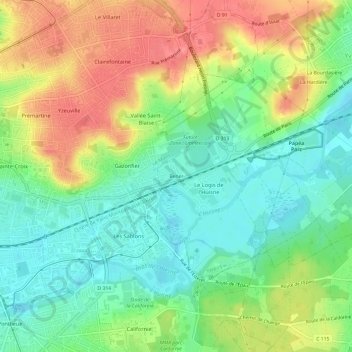 Mappa topografica Bener, altitudine, rilievo