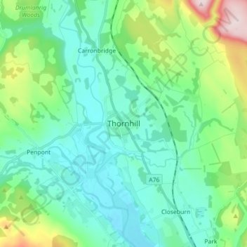 Mappa topografica Thornhill, altitudine, rilievo
