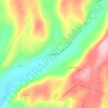 Mappa topografica Charlotteville, altitudine, rilievo