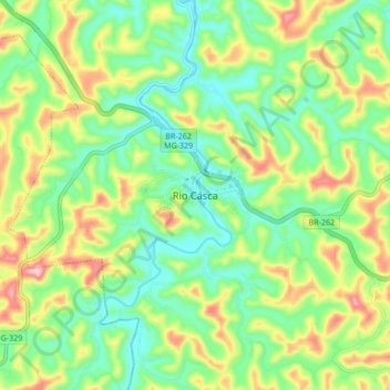 Mappa topografica Rio Casca, altitudine, rilievo