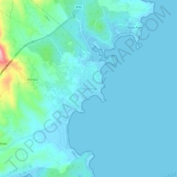 Mappa topografica Pittulongu, altitudine, rilievo