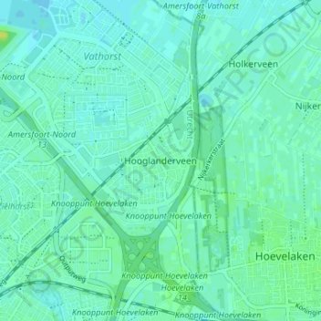 Mappa topografica Hooglanderveen, altitudine, rilievo
