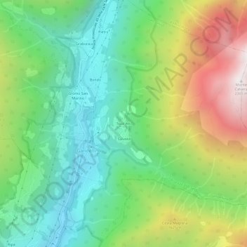 Mappa topografica Tezzi Alti, altitudine, rilievo