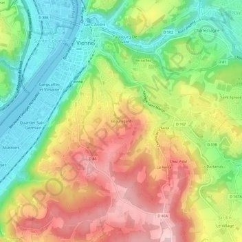 Mappa topografica Beauregard, altitudine, rilievo
