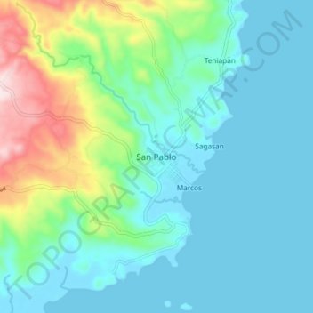 Mappa topografica San Pablo, altitudine, rilievo