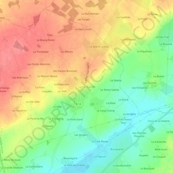 Mappa topografica Saint-Aaron, altitudine, rilievo