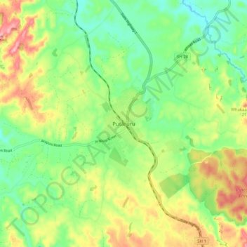 Mappa topografica Putāruru, altitudine, rilievo