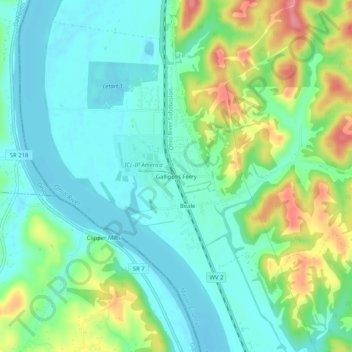 Mappa topografica Gallipolis Ferry, altitudine, rilievo