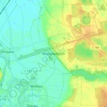Mappa topografica Wüsteneutzsch, altitudine, rilievo