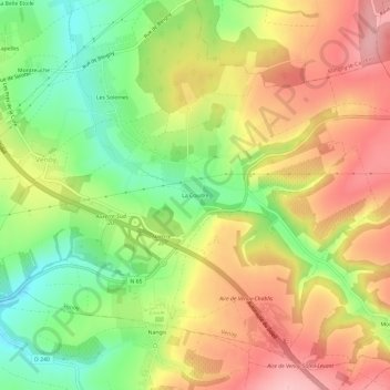 Mappa topografica La Coudre, altitudine, rilievo