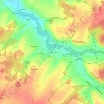 Mappa topografica Les Sorins, altitudine, rilievo
