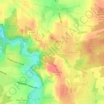 Mappa topografica Augustusbad, altitudine, rilievo