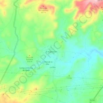 Mappa topografica El Argamasón, altitudine, rilievo