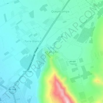 Mappa topografica 28 de Julio, altitudine, rilievo