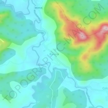 Mappa topografica Rivona, altitudine, rilievo