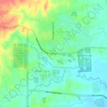 Mappa topografica Kamatis, altitudine, rilievo