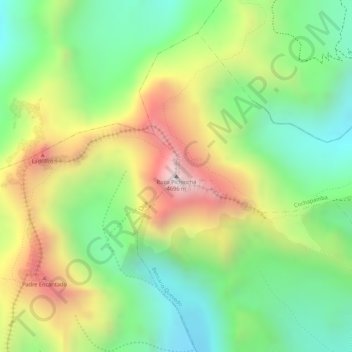 Mappa topografica Rucu Pichincha, altitudine, rilievo
