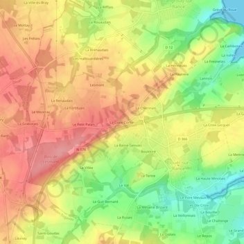 Mappa topografica La Croix Corbin, altitudine, rilievo